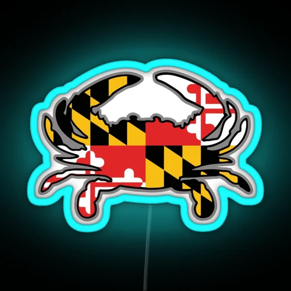 Maryland Flag Crab RGB Neon Sign