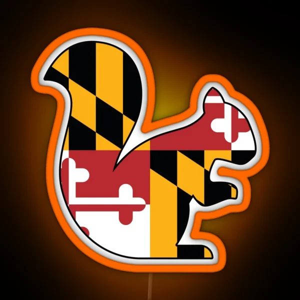 Maryland Flag Squirrel For Squirrel Lovers RGB Neon Sign