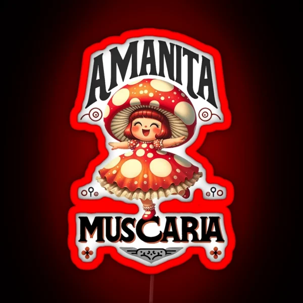 Mashroom Lady Amanita RGB Neon Sign