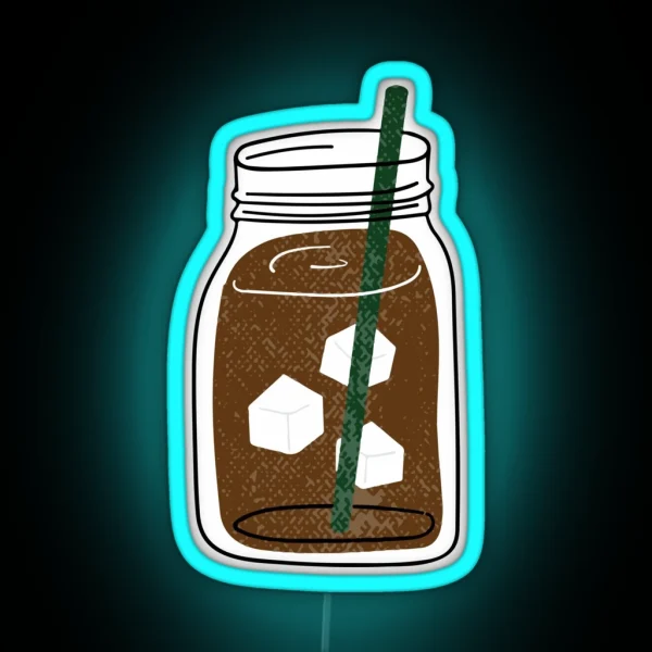 Mason Jar Cold Brew Coffee RGB Neon Sign