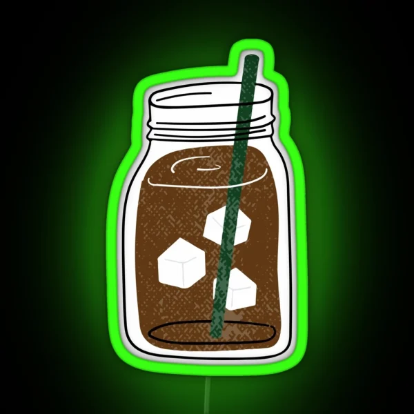 Mason Jar Cold Brew Coffee RGB Neon Sign