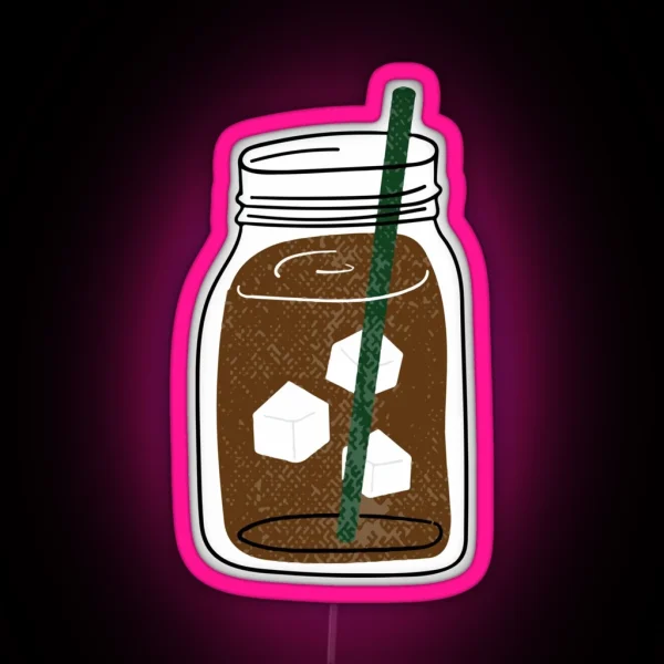 Mason Jar Cold Brew Coffee RGB Neon Sign