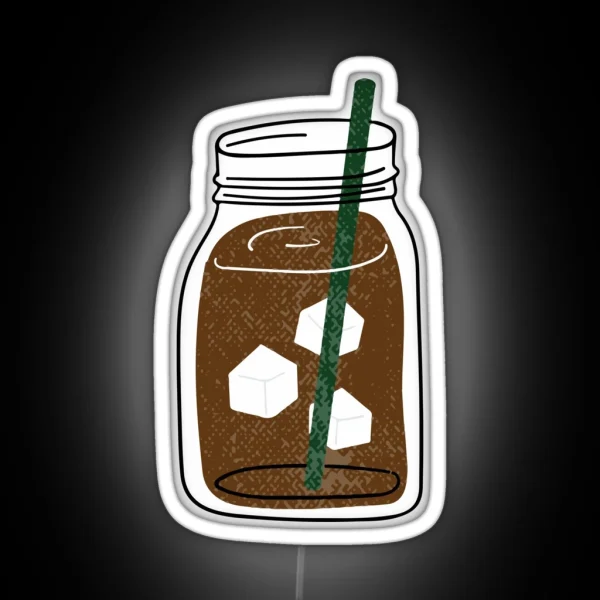 Mason Jar Cold Brew Coffee RGB Neon Sign