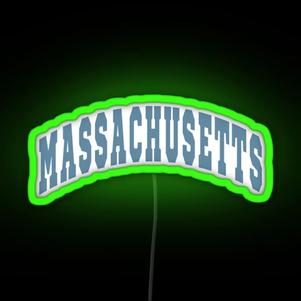 Massachusetts Varsity Lettering Design RGB Neon Sign