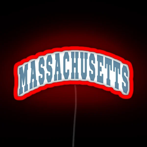 Massachusetts Varsity Lettering Design RGB Neon Sign