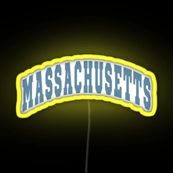 Massachusetts Varsity Lettering Design RGB Neon Sign