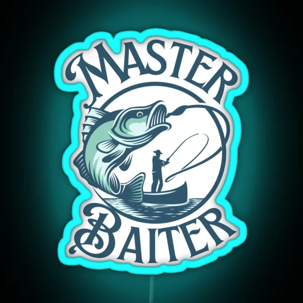 Master Baiter Funny Fishing Design RGB Neon Sign