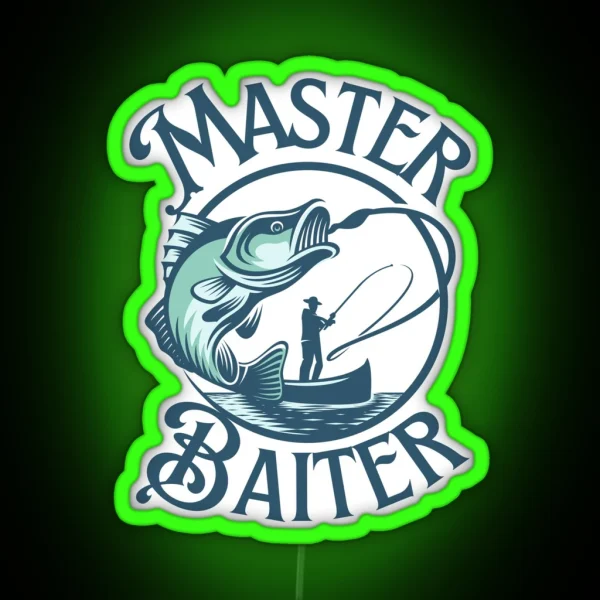 Master Baiter Funny Fishing Design RGB Neon Sign