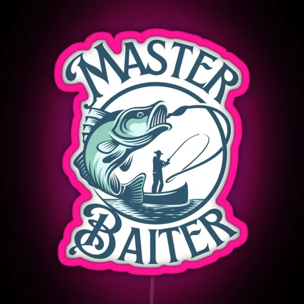 Master Baiter Funny Fishing Design RGB Neon Sign