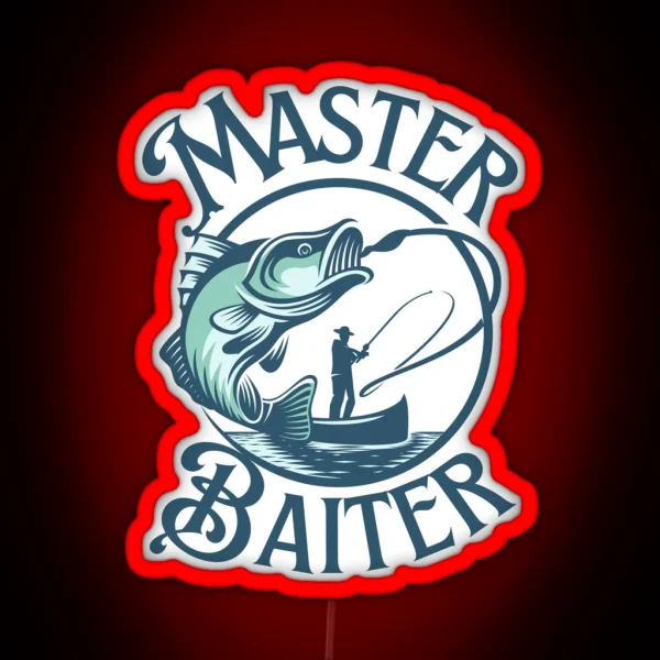 Master Baiter Funny Fishing Design RGB Neon Sign
