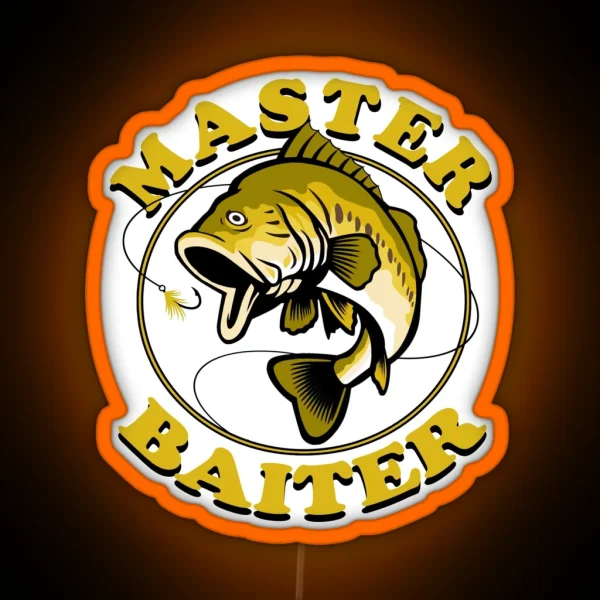 Master Baiter Funny Sarcastic Pun Angler Fishing Lover RGB Neon Sign