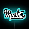RGB Neon Sign displaying Master in vibrant blue colors