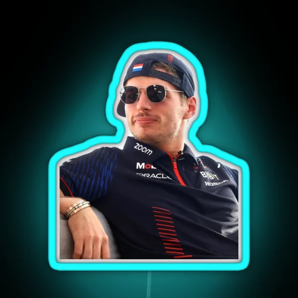 Max Verstappen Formula 1 World Champion Sideways Hat RGB Neon Sign