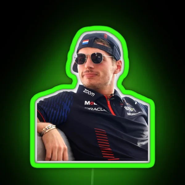 Max Verstappen Formula 1 World Champion Sideways Hat RGB Neon Sign