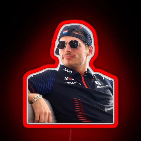 Max Verstappen Formula 1 World Champion Sideways Hat RGB Neon Sign