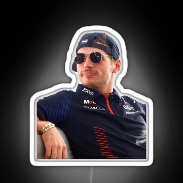 Max Verstappen Formula 1 World Champion Sideways Hat RGB Neon Sign