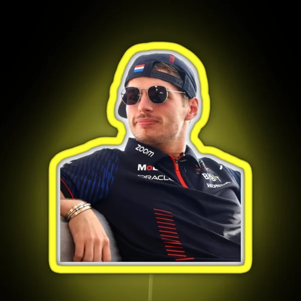Max Verstappen Formula 1 World Champion Sideways Hat RGB Neon Sign