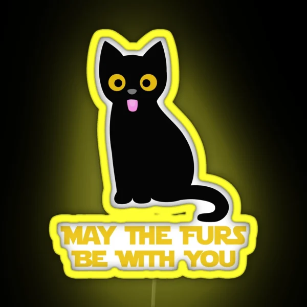 May The Furs Be With You Black Cat RGB Neon Sign