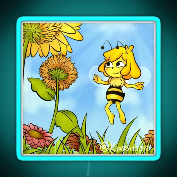 Maya Bee Style Original Illustration RGB Neon Sign