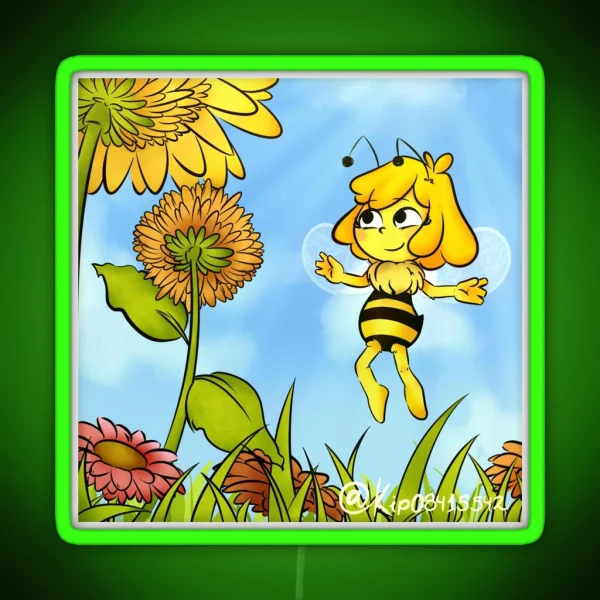 Maya Bee Style Original Illustration RGB Neon Sign