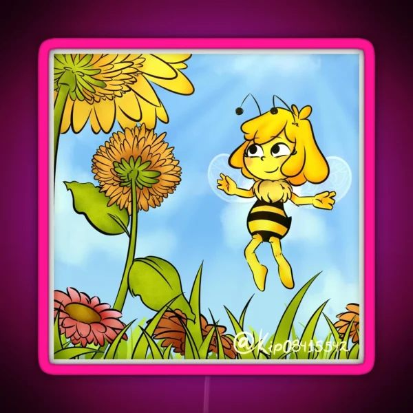 Maya Bee Style Original Illustration RGB Neon Sign