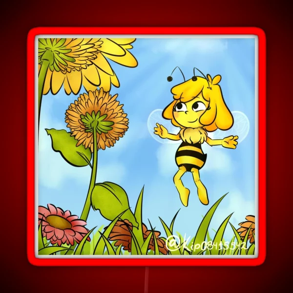 Maya Bee Style Original Illustration RGB Neon Sign