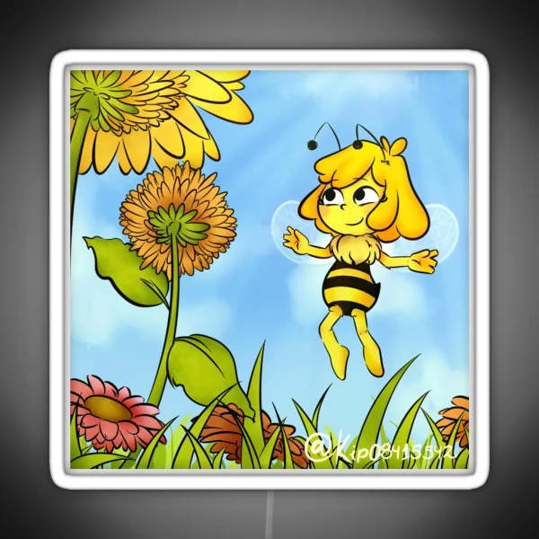 Maya Bee Style Original Illustration RGB Neon Sign
