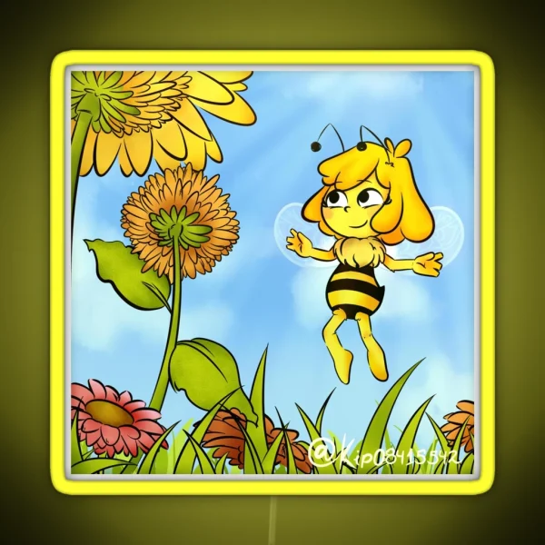 Maya Bee Style Original Illustration RGB Neon Sign