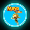 Maya The Bee And Her Best Friend On Adventure With Neon RGB Blue Sign