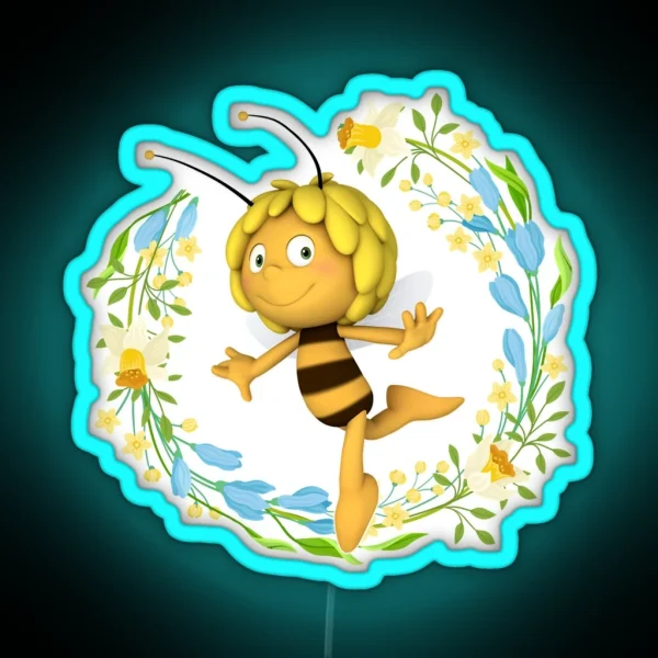 Maya The Bee And Her Best Friend Having Great Adventures Smiling Flying Dj Electronic RGB Neon Sign