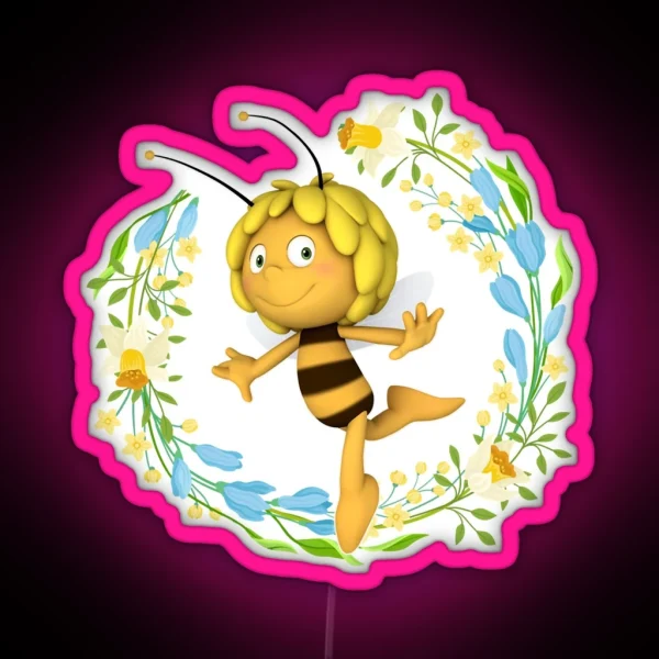 Maya The Bee And Her Best Friend Having Great Adventures Smiling Flying Dj Electronic RGB Neon Sign