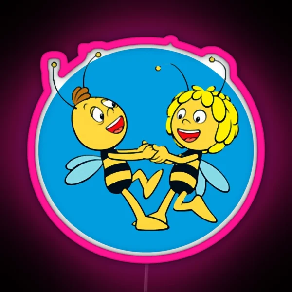 Maya The Bee And Her Best Friend Having Great RGB Neon Sign