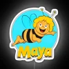 Maya the Bee and her best friend enjoying adventures on a vintage RGB neon sign.