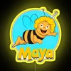 vintage rgb neon sign featuring maya the bee and her best friend having great adventures