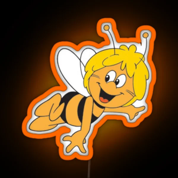 Maya The Bee On A Yellow Background RGB Neon Sign