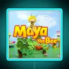RGB Neon Sign featuring Maya The Bee on a Blue Background.