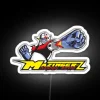 Neon sign displaying Mazinger Z in vibrant RGB colors on a white background.