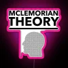rgb neon sign displaying 'mcl emorian theories' in vibrant pink tones.