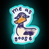 neon sign displaying 'me as goose' with rgb lighting effect in vibrant blue colors - image