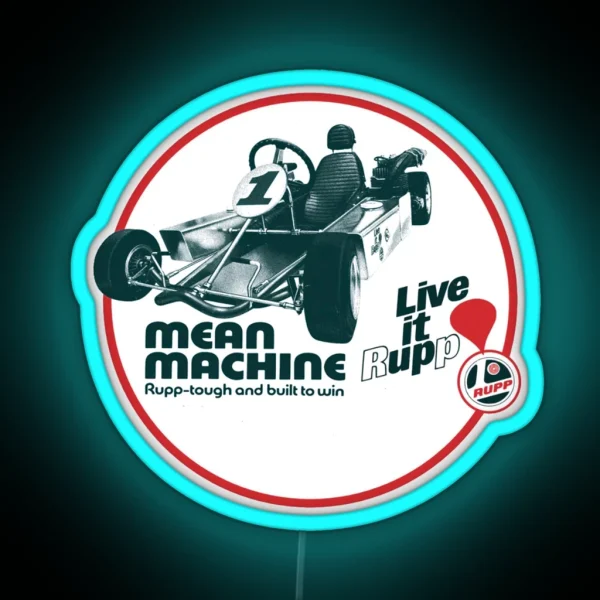 Mean Machine Rupp Kart 1970s Vintage Karting RGB Neon Sign