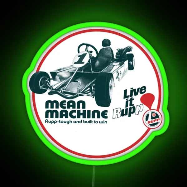Mean Machine Rupp Kart 1970s Vintage Karting RGB Neon Sign
