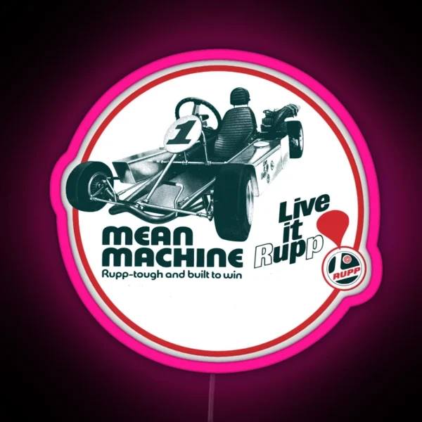 Mean Machine Rupp Kart 1970s Vintage Karting RGB Neon Sign