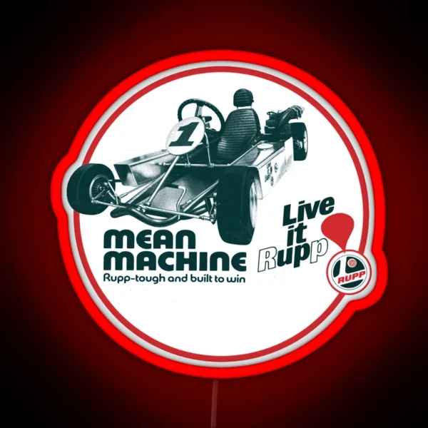 Mean Machine Rupp Kart 1970s Vintage Karting RGB Neon Sign