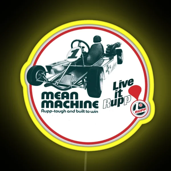 Mean Machine Rupp Kart 1970s Vintage Karting RGB Neon Sign