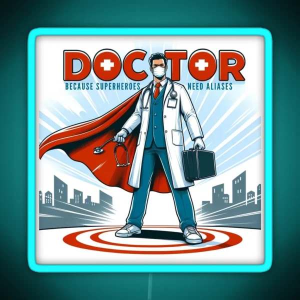 Medical Puns Superhero Doctor Saving Lives With Style RGB Neon Sign