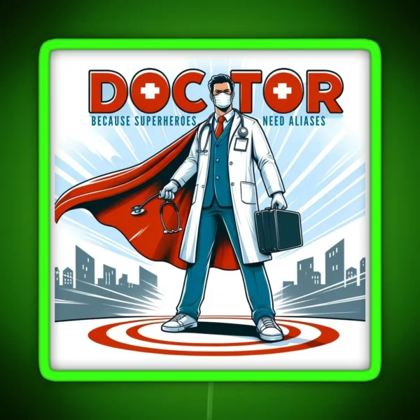 Medical Puns Superhero Doctor Saving Lives With Style RGB Neon Sign