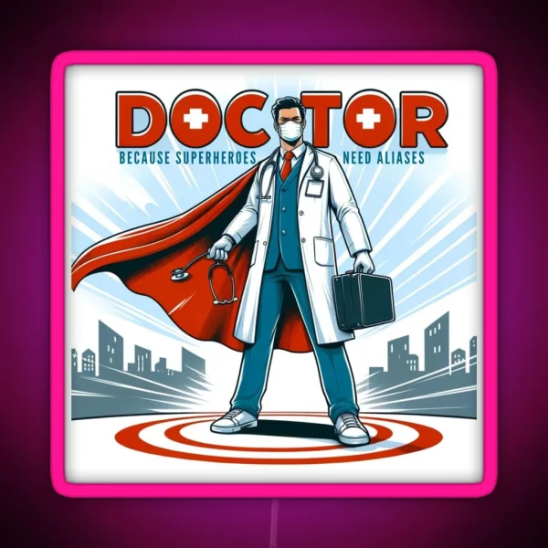 Medical Puns Superhero Doctor Saving Lives With Style RGB Neon Sign