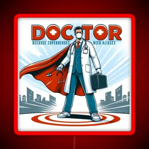 Medical Puns Superhero Doctor Saving Lives With Style And A Stethoscope RGB Neon Sign