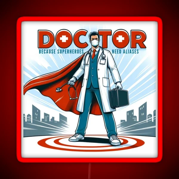 Medical Puns Superhero Doctor Saving Lives With Style RGB Neon Sign