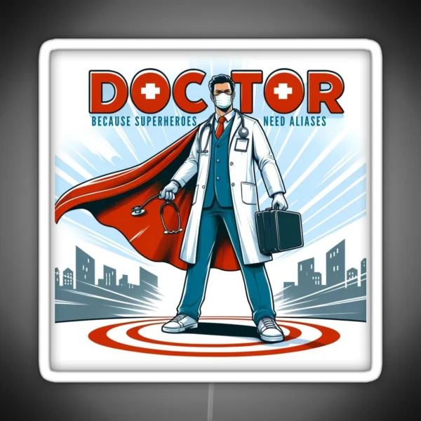 Medical Puns Superhero Doctor Saving Lives With Style RGB Neon Sign